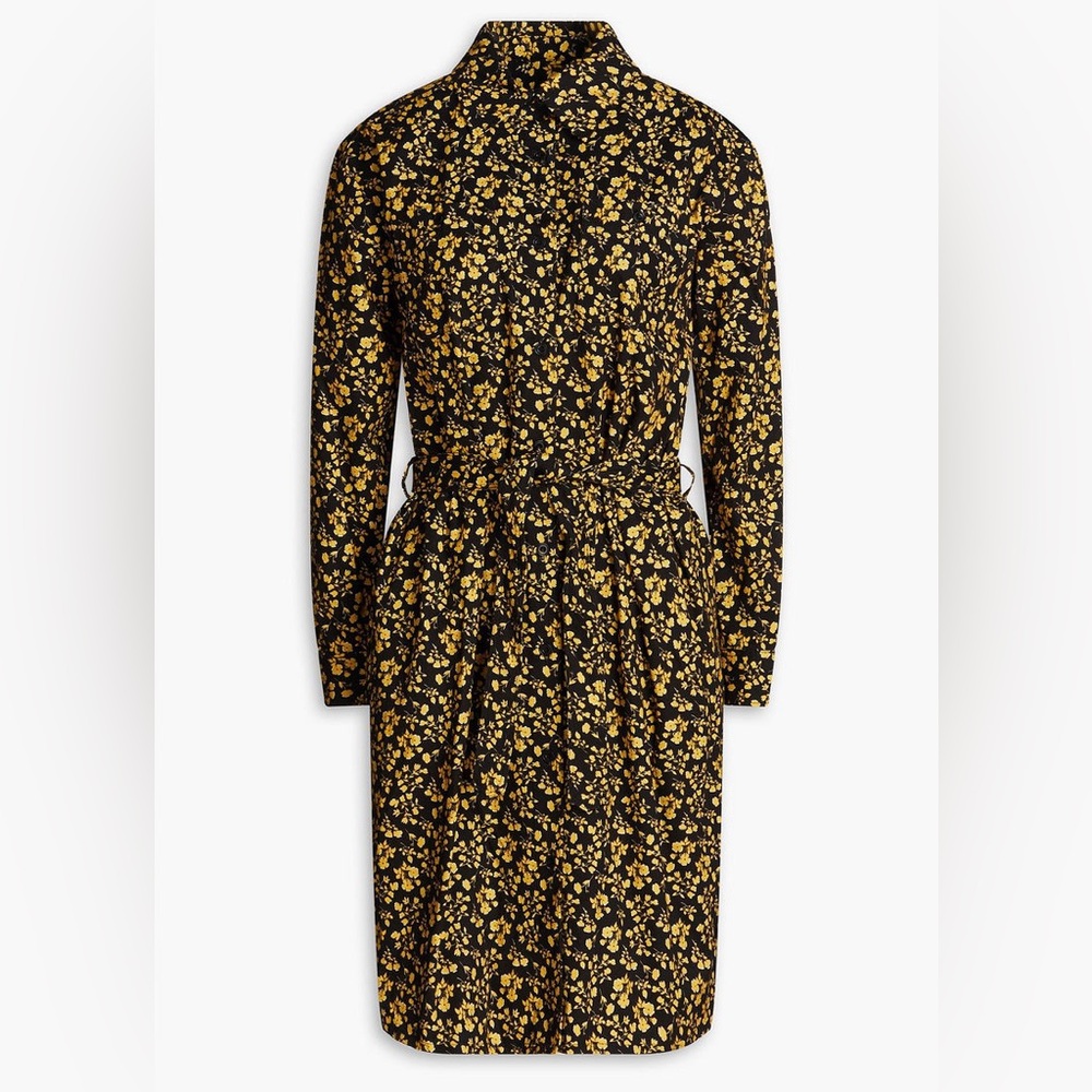 A.P.C. Floral-Print Cotton-Twill Pixie Shirt Dress sz 36/M